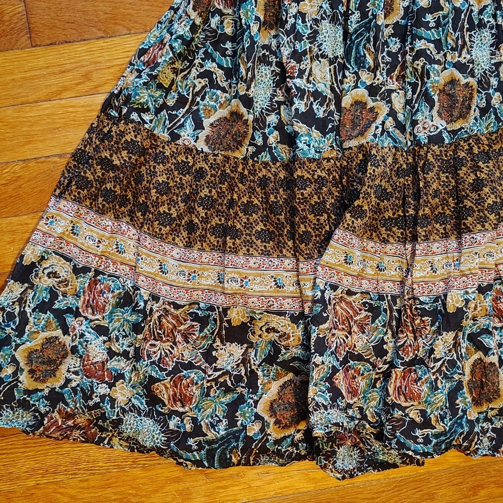 Free People Real Love Strappy Boho Brown Floral Maxi Halter Dress Small Pockets - Picture 11 of 14